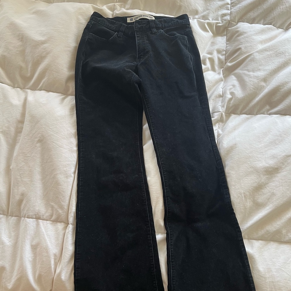 Gap low rise stretch bootcut black velvet pants